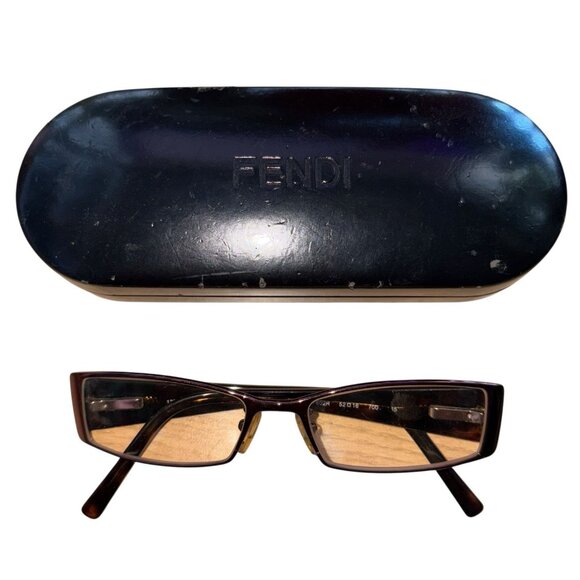FENDI Brown Tortoise Rhinestone Eyeglasses Frames F602R 52/16 700 - Picture 1 of 11